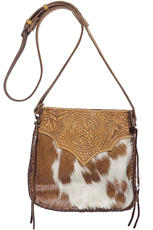 (image for) Holbrook Hair On Hand Tooled Leather Pouch Bag